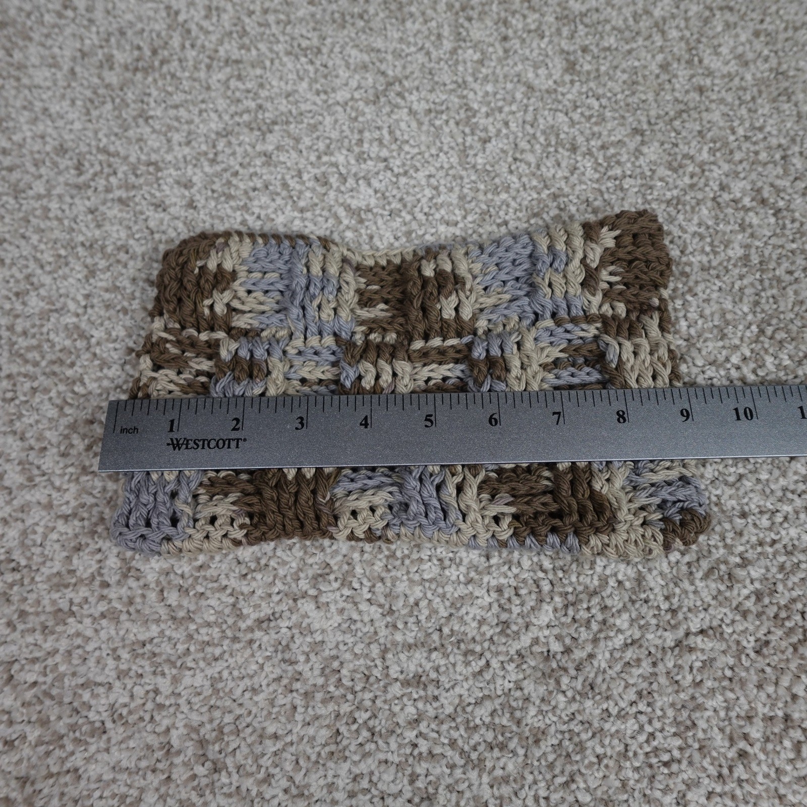 Handmade Crochet Reusable Mop Cover Earth Tone Basketweave Swiffer Pad Brown Tan