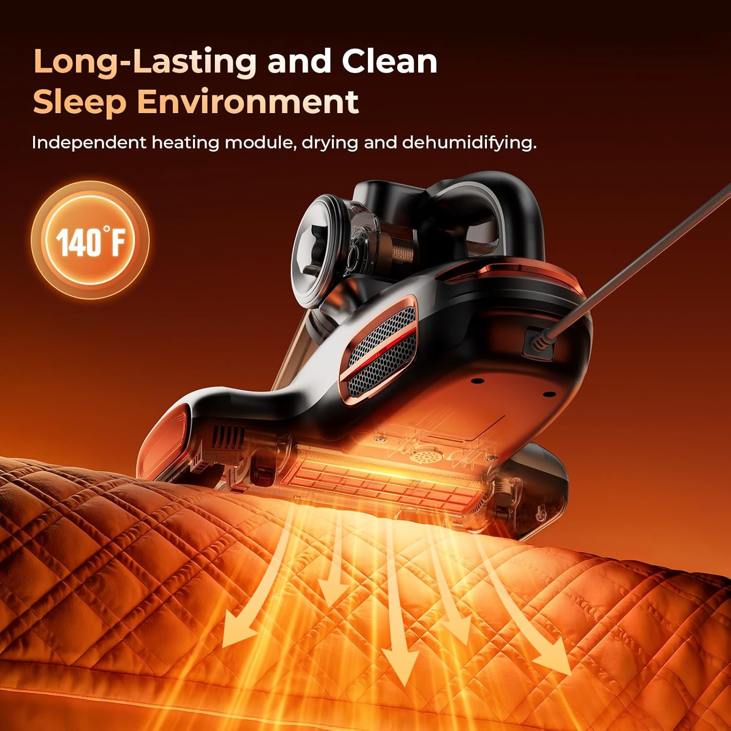 T600 Handheld Bed Vacuum with UV-C Light, 15Kpa Suction & HEPA Filter