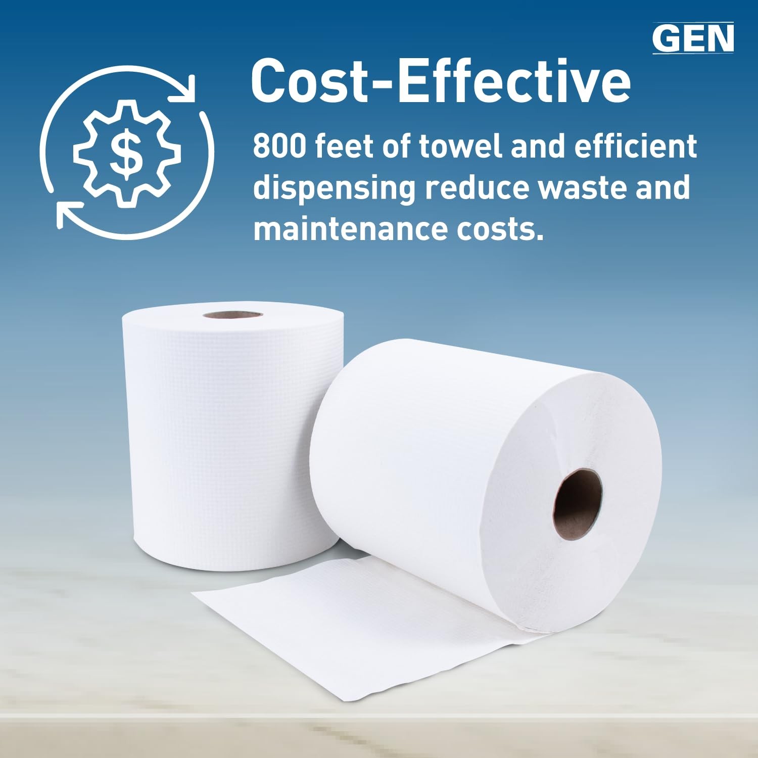 Hardwound Roll Towels White, 8Inch x 800 ft, 6 Rolls/Carto