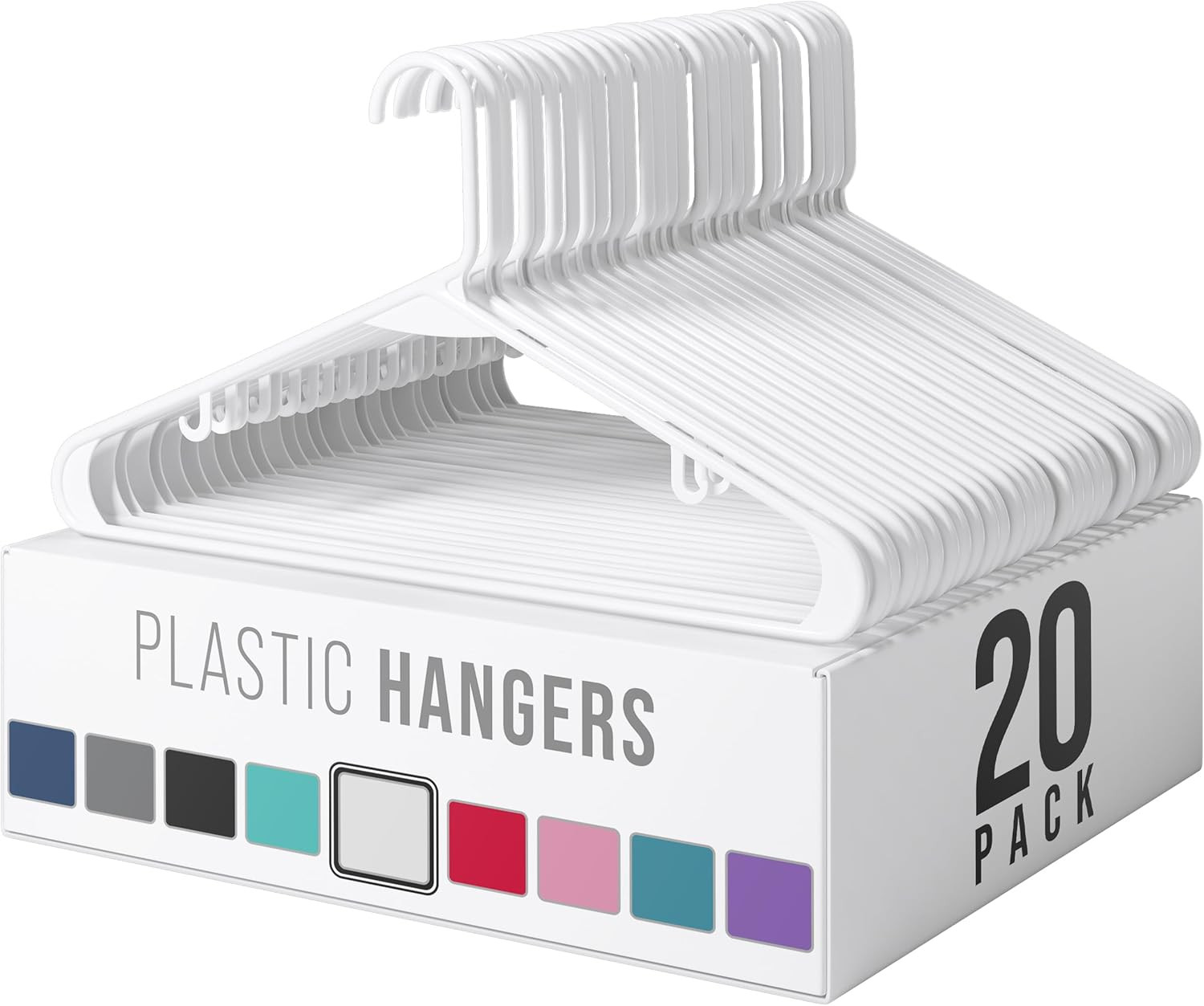 Plastic Hangers 20 Pack White – Clothes Hangers – Makes the Perfect Coat Hanger