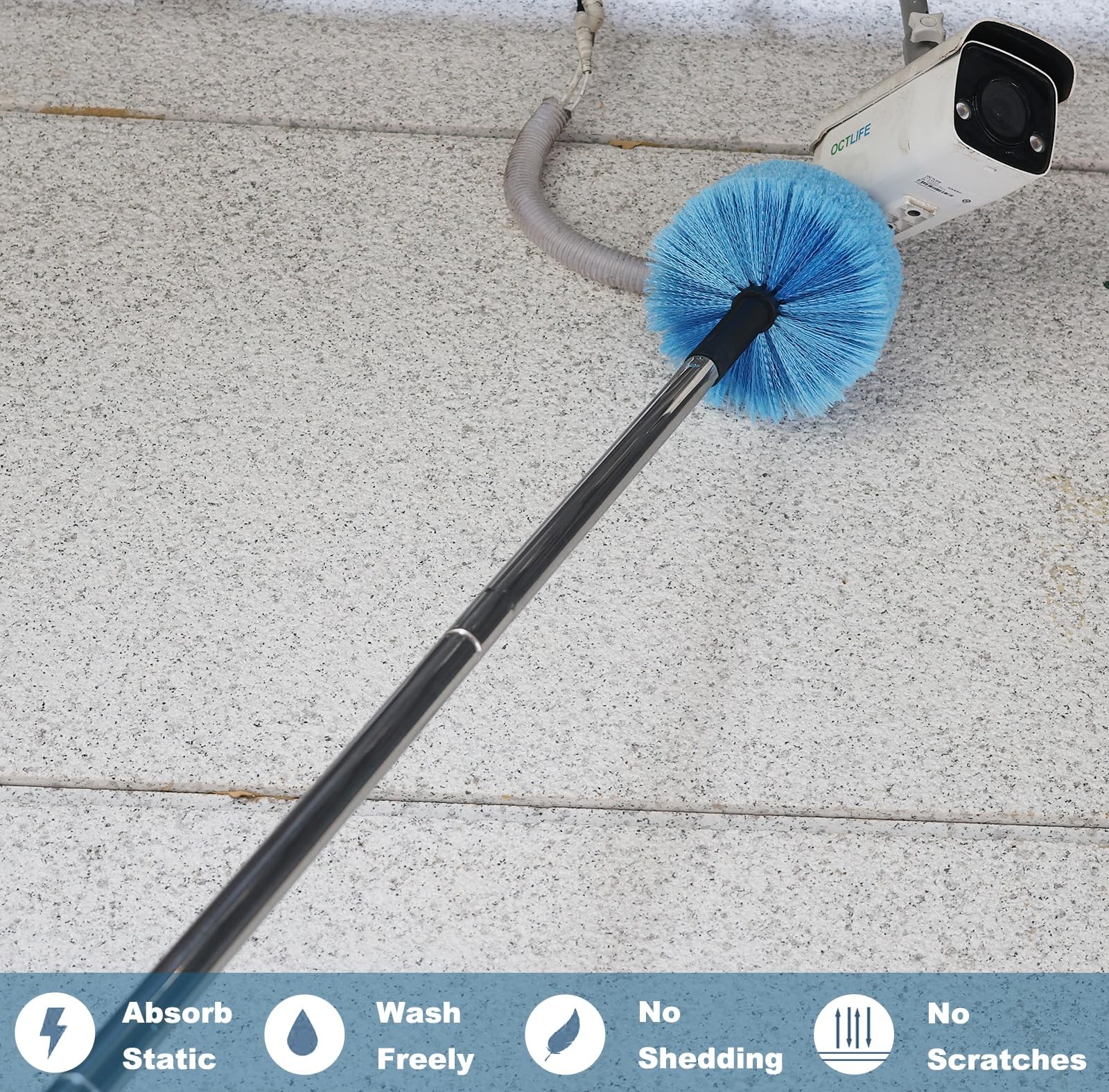 Twist-On Cobweb Duster Head Brush Indoor Outdoor Spider Web Remover Duster