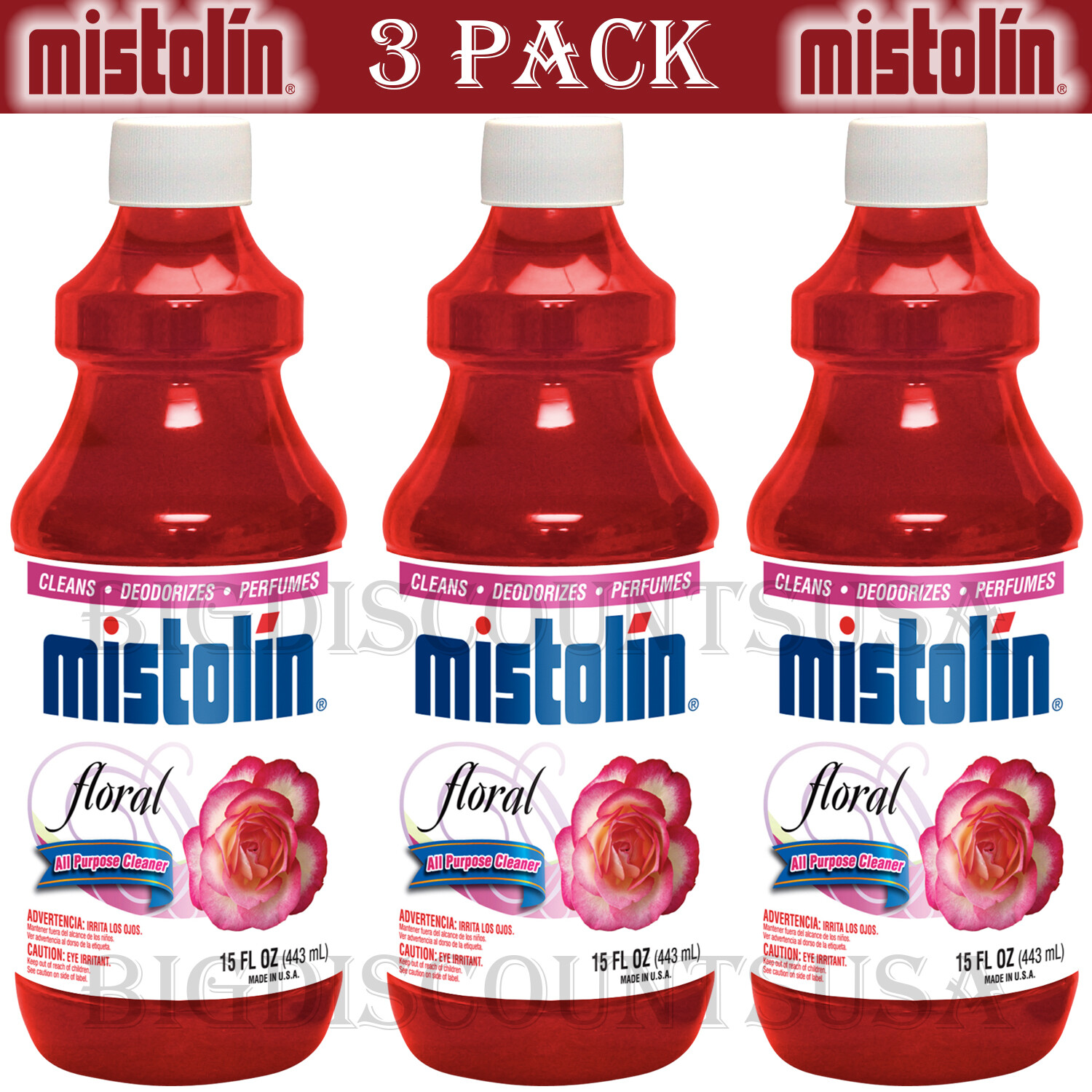 Mistolin All Purpose Cleaning Solution Floral 15 fl oz (3 PACK)