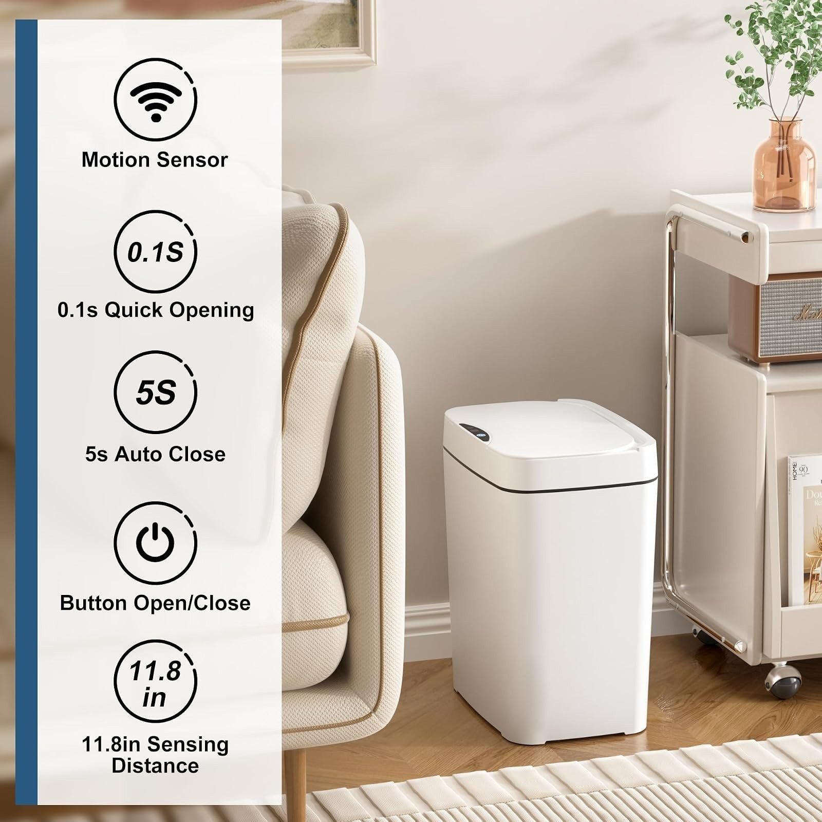 Vanpopubs 2 Pack 2.7 Gal Automatic Trash Can with Lid – Touchless Motion Sensor