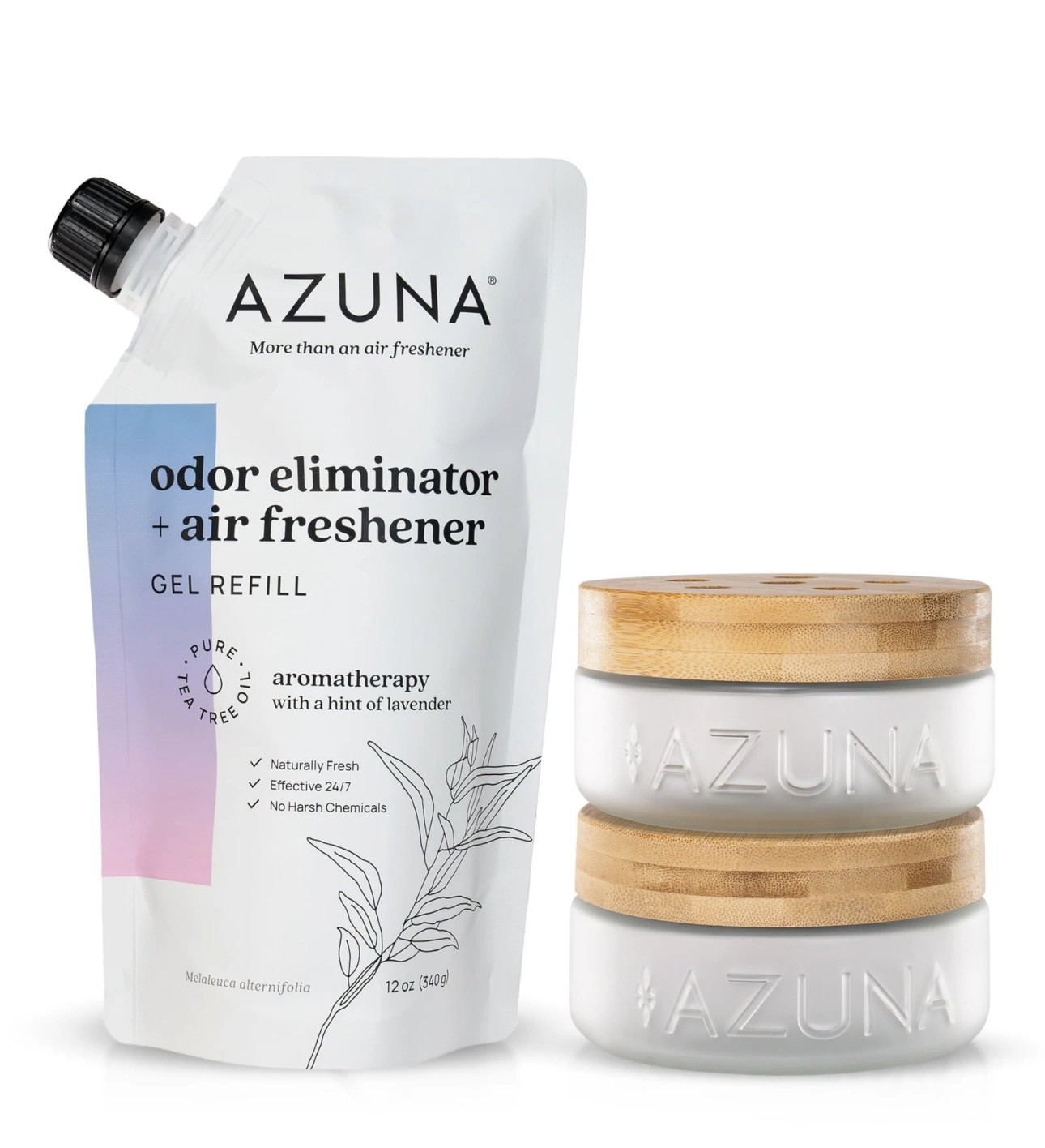 Odor-eliminating air freshener | Aromatherapy | Lasts 60–90 days 2 jars 1 pouch