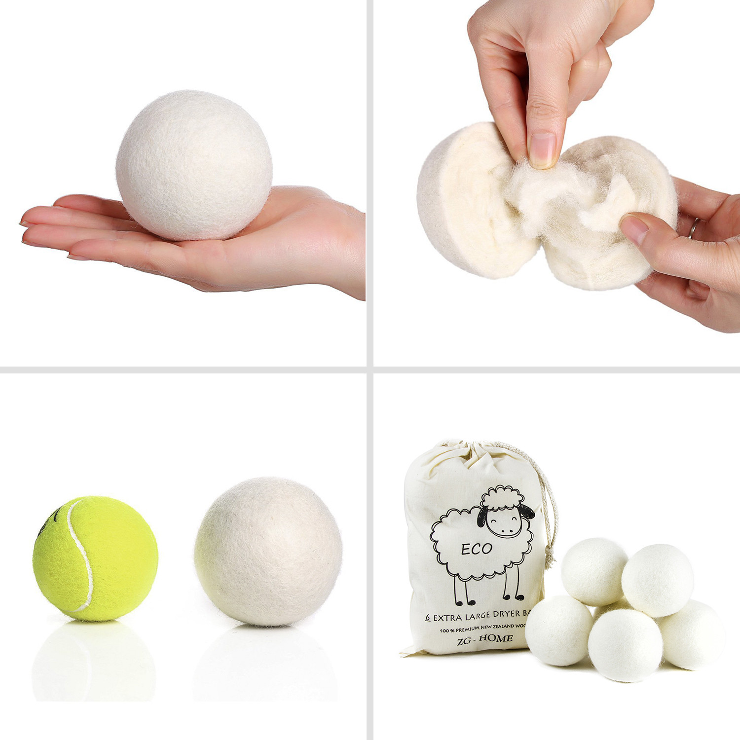 New Zealand Wool Dryer Balls Natural Fabric Softener 100% Organic Chemical Free!