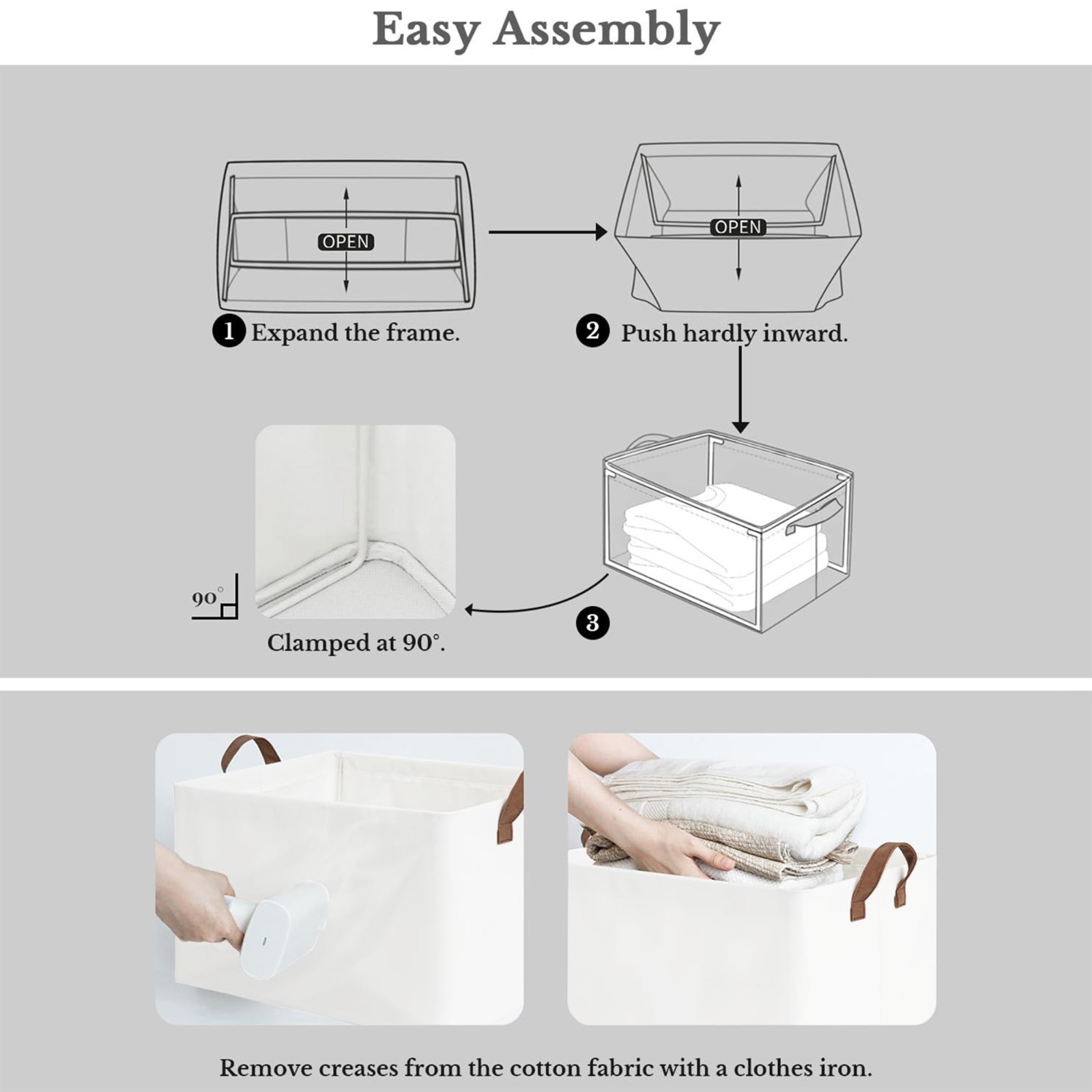 2-Pack Large Fabric Storage Bins,Foldable Organizer for Clothes Quilt Books
