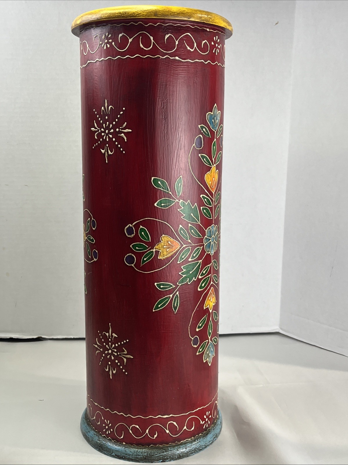 Handpainted solid Wood – Umbrella Stand – Red Base FL