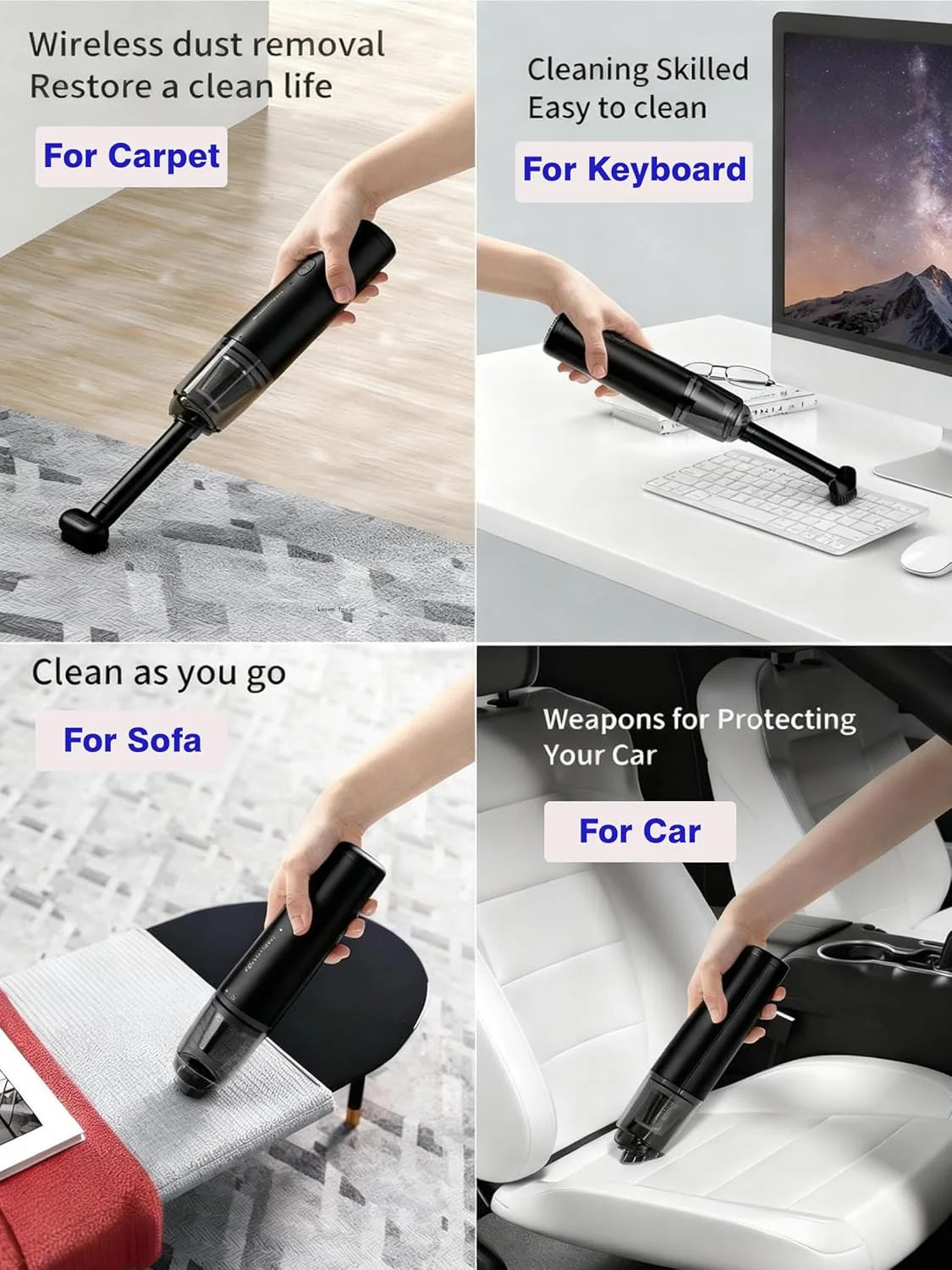 Handheld Vacuum Cordless Mini Vacuum Cleaner Portable 13000 PA Suction Power wit
