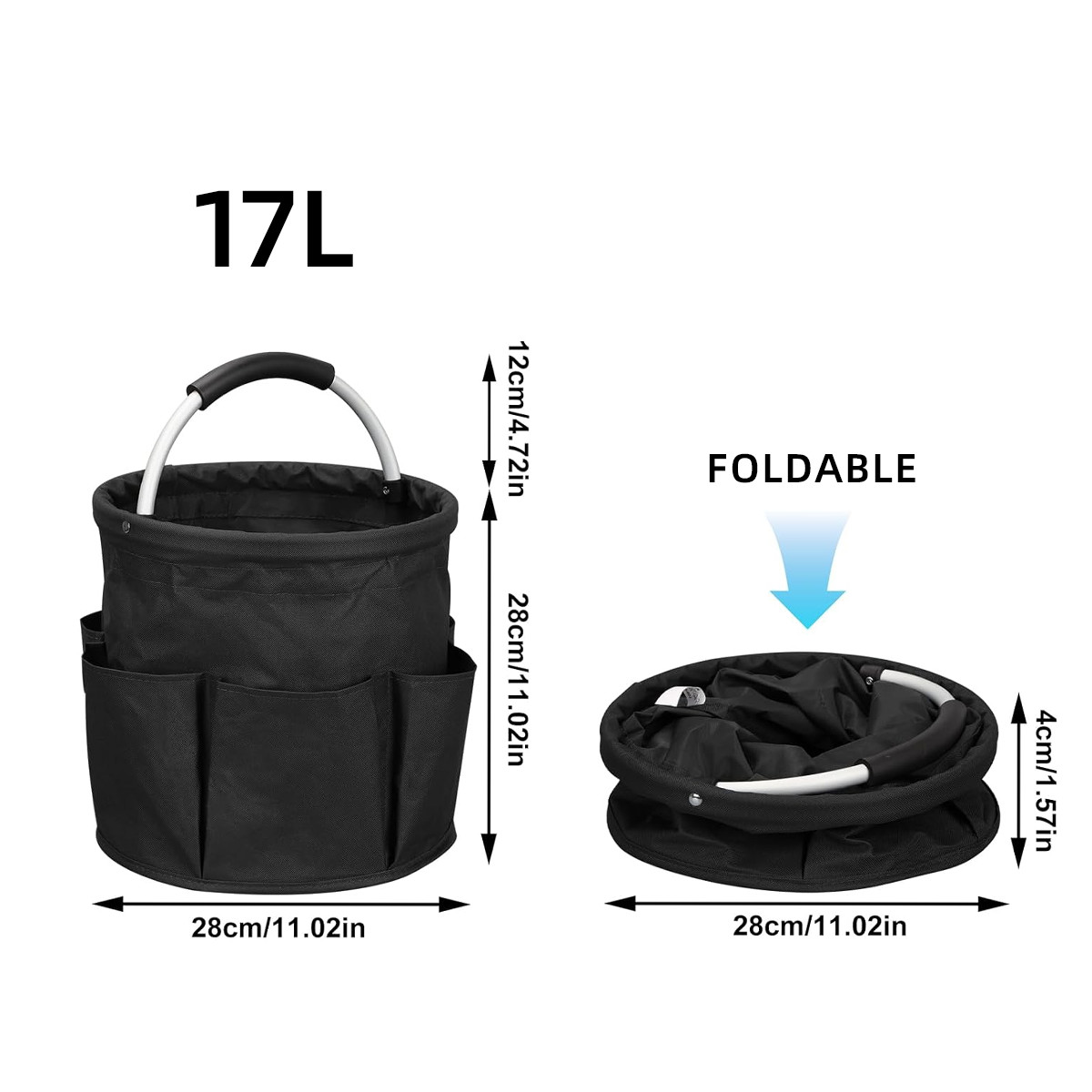 Cleaning Caddy Organizer Bag with Handle Waterproof Oxford Cloth Storage Black