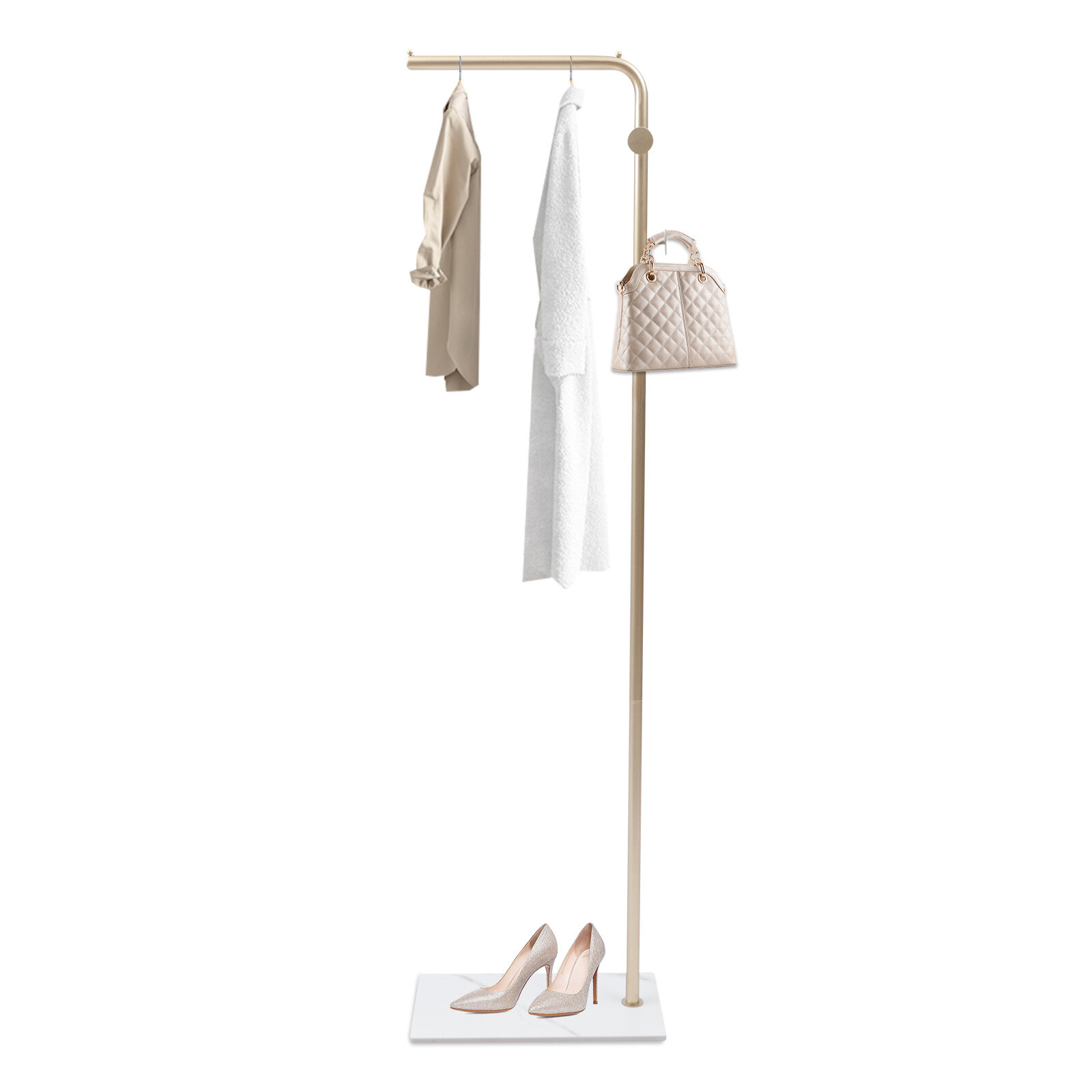 Modern Gold Clothes Rack 170cm Shelf 40cm Hanging Rod with 3* Side Hooks