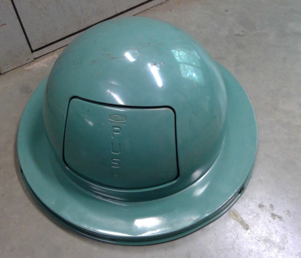 Vtg United Industrial Trash Garbage Can Top PUSH Waste