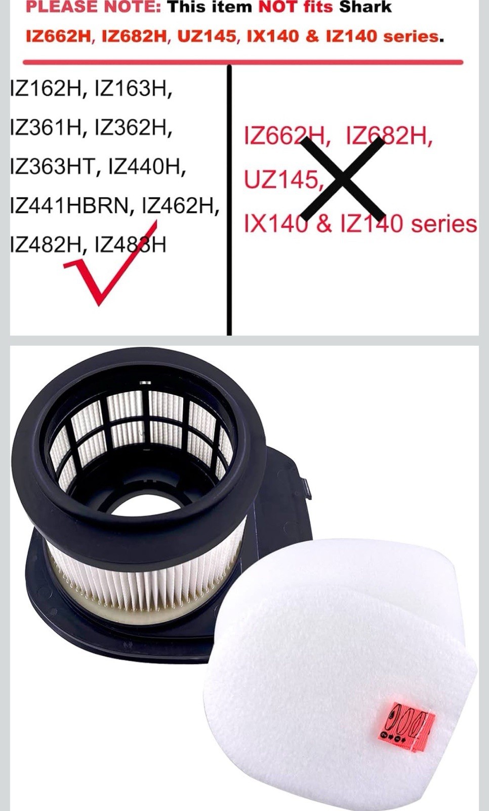 Replacement Filter for Shark IZ862H IZ562H UZ565H IZ540H IZ840 IZ800 Cordless