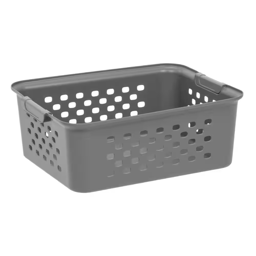 13.8 Qt. Medium Organizer Storage Basket, Gray