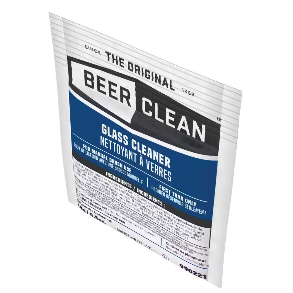 0.5 Oz. Packet, Beer Clean Glass Cleaner, Powder, (100/Carton)