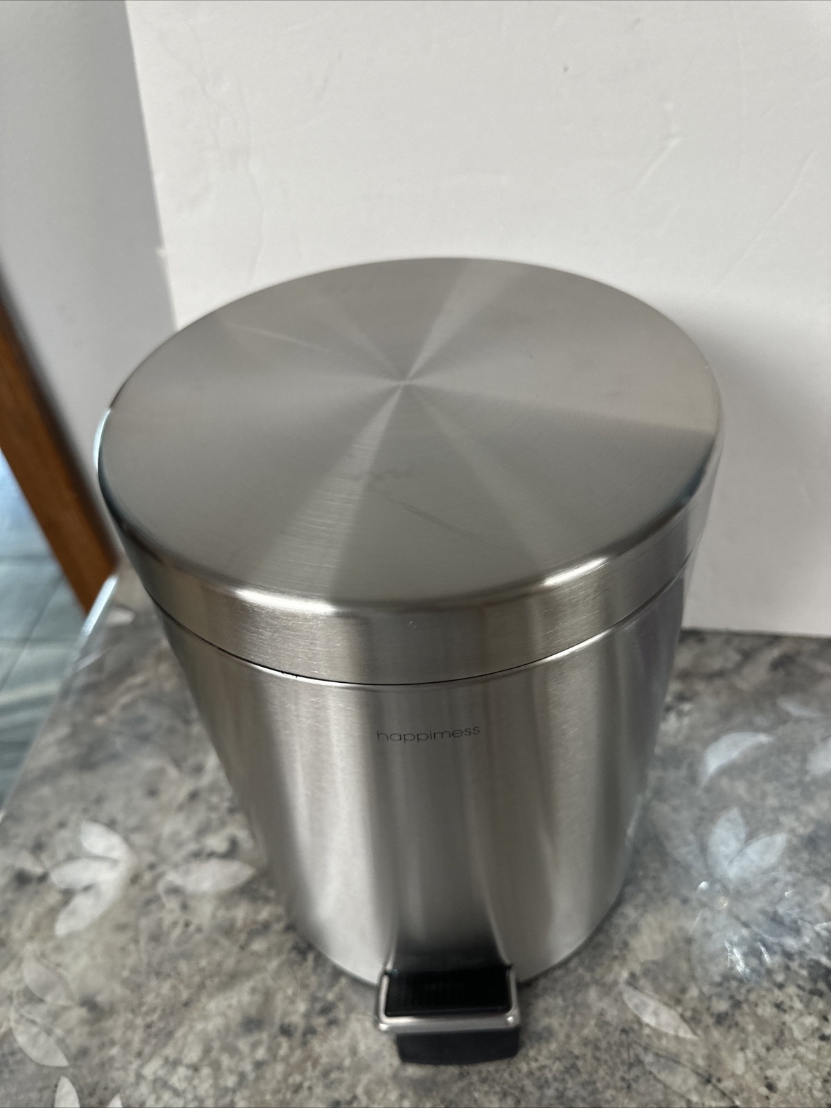 HAPPIMESS Round 5L 1.3 IS GALLON Soft-Close Lid Mini Trash Can STAINLESS STEEL