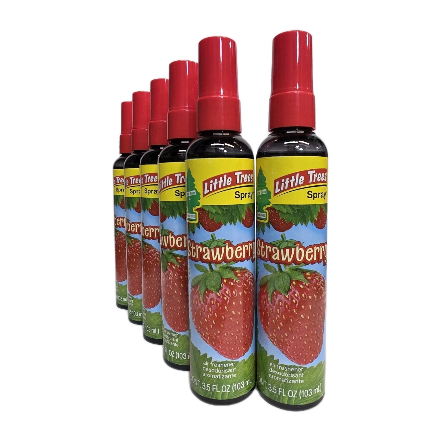 Little Trees 3.5oz Pump Spray Car, Home, Office Air Freshener, Strawberry 6 Pack