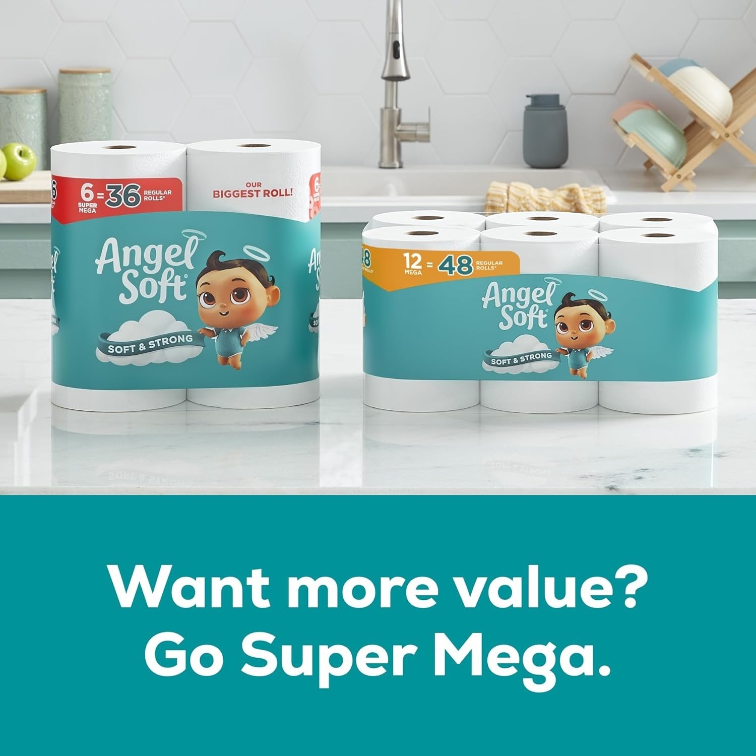 Angel Soft Toilet Paper, 18 Mega Rolls = 72 Regular Rolls, Soft and Strong Toile