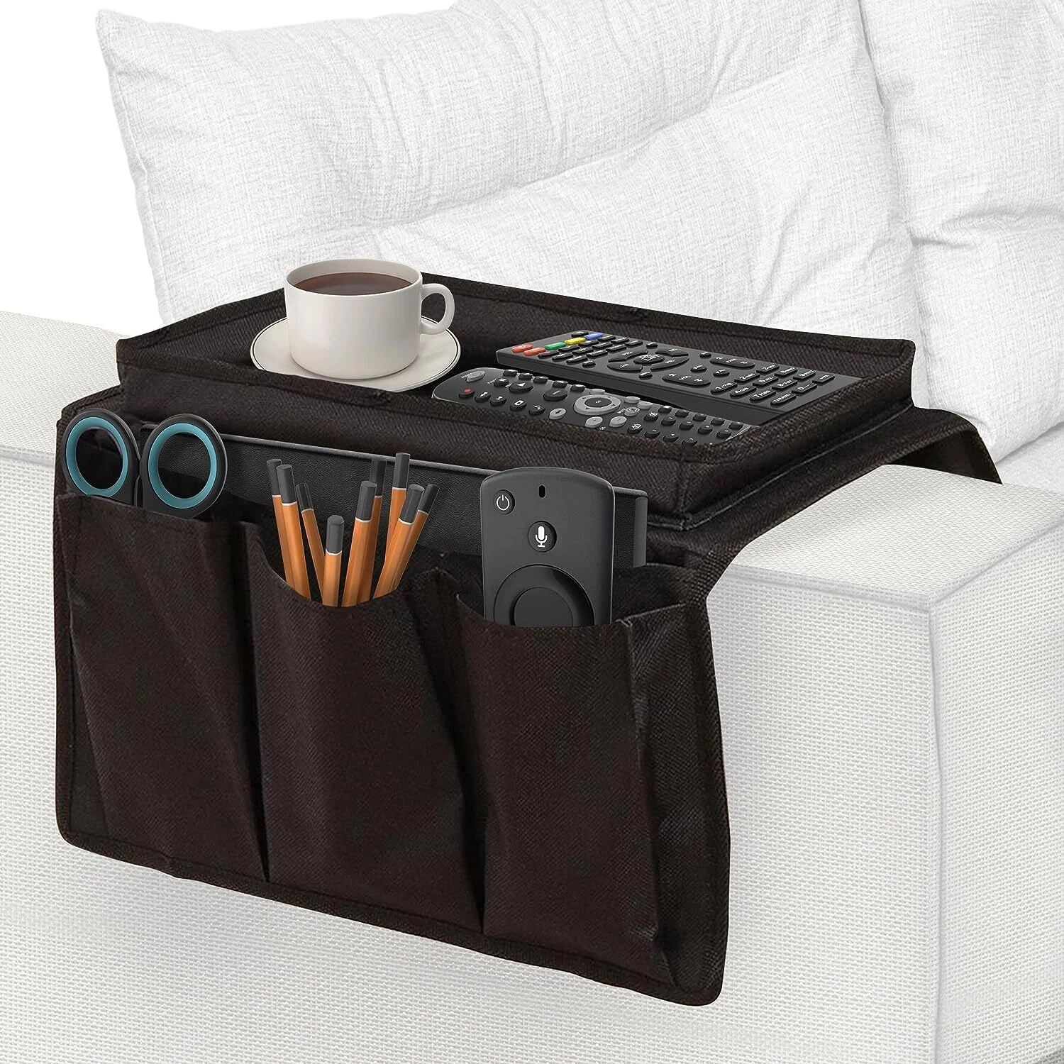 Sofa Armrest Caddy Organizer with 6 Pockets Remote Holder for Couch & Chair