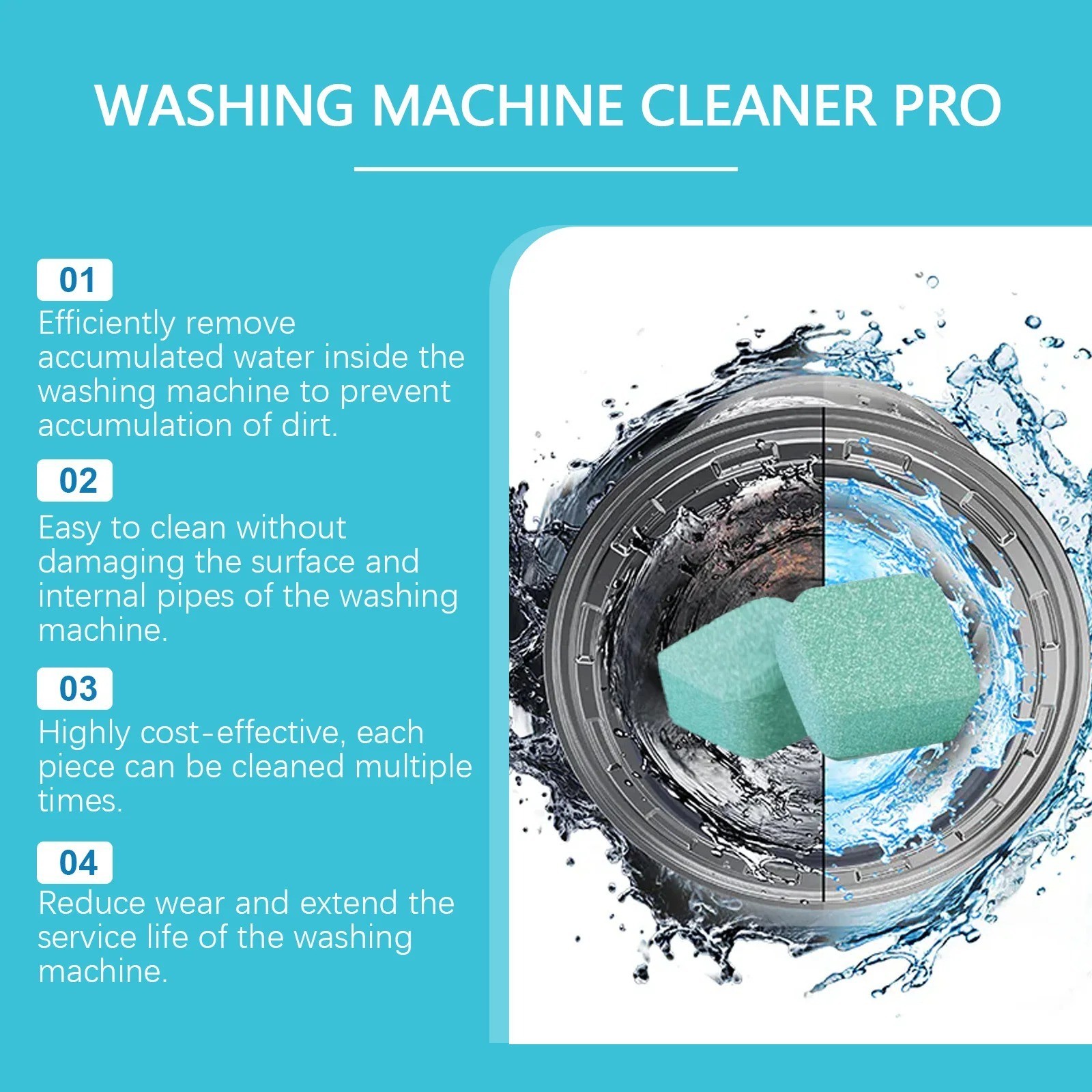Deep Clean Descaler Deodorizer Washer Clean Washing Machine Cleaner Tablet – 24x