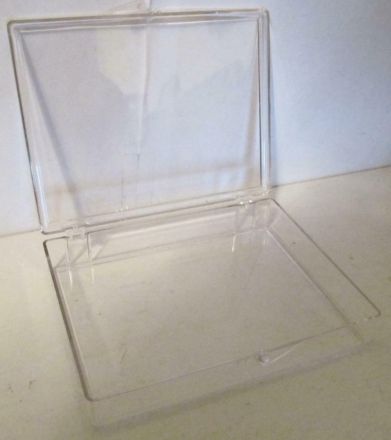 5 Clear Clamshell Acrylic Hard Plastic Parts Boxes ~ 4.5″ x 3.5″ x 0.75″ USA