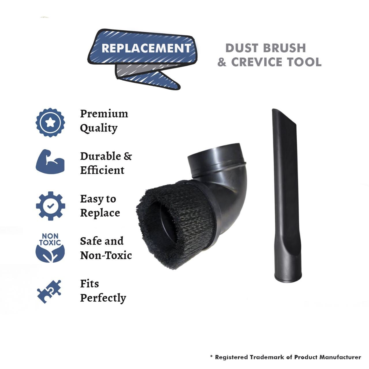 Fits For Shop Vac Wet/Dry Vacuum 2-1/2″ Black Dust Brush W/ Crevice Tool