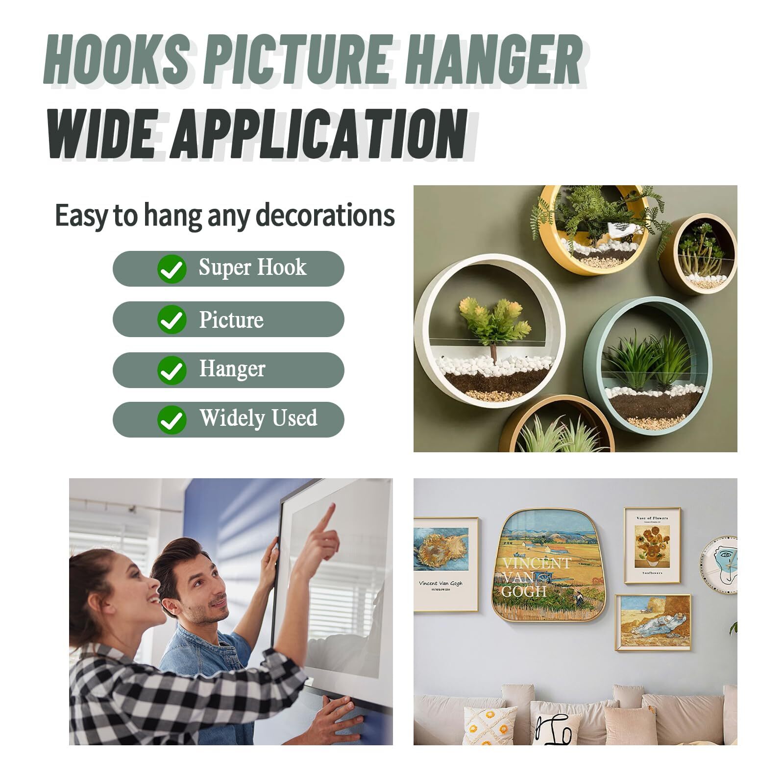 20 Pcs Picture Hanger Drywall Hooks Picture Hanging Kit Hang Art Clock Frames