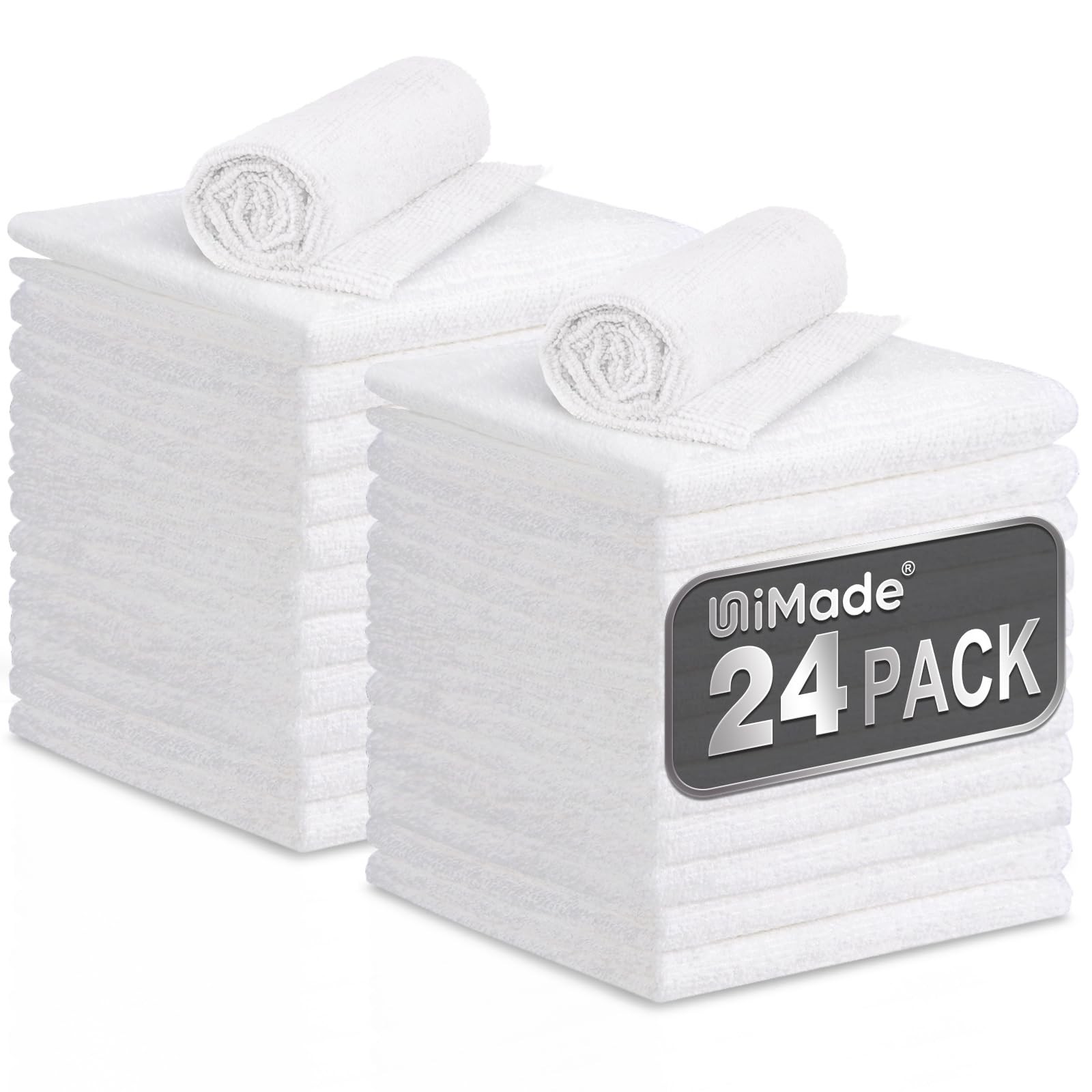 Microfiber Cleaning Cloth, 24 Pack Soft Towel for Cars Bulk Shop Towels