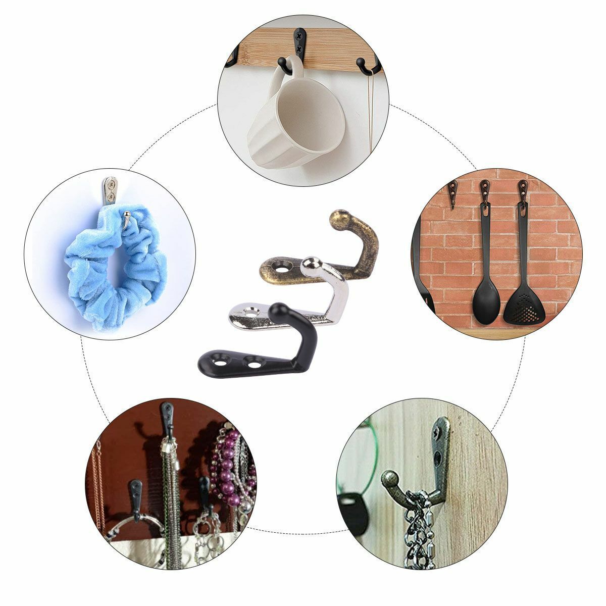 20 Pack Wall Mounted Hook Single Robe Coat Holder Key Hanger w/40 Pieces Screws
