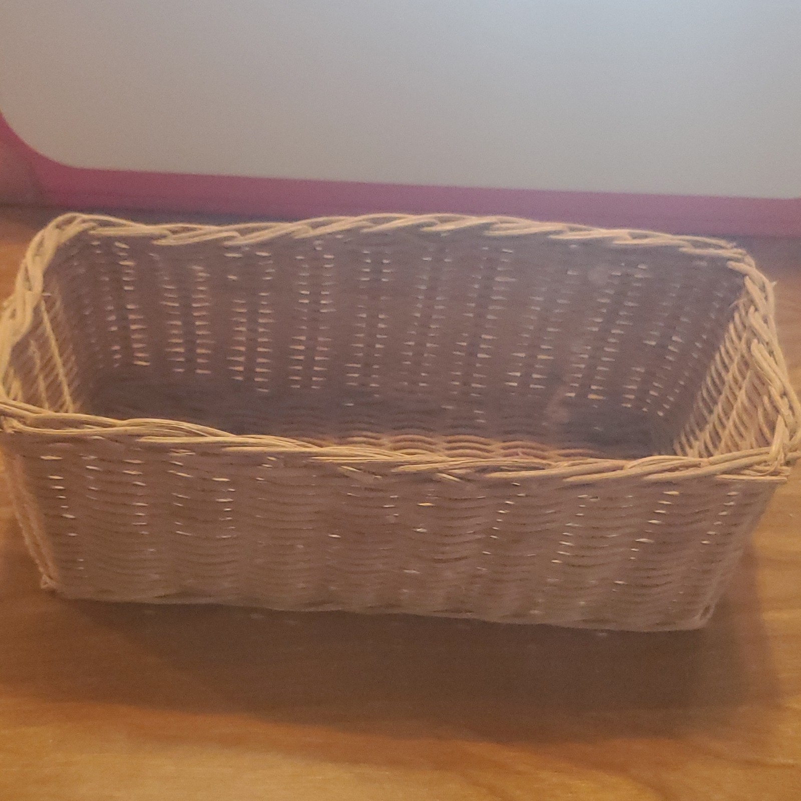 Rectangular Woven Wicker Storage Basket Bin Beige 6in H x 6in L
