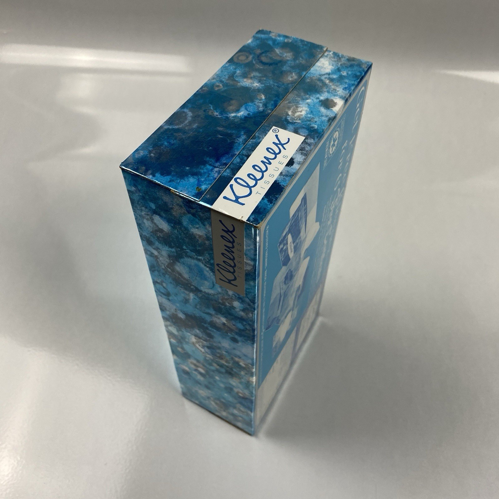 vintage 1966 KLEENEX TISSUE BOX BLUE SILVER FOIL 60s NOS PROP DISPLAY
