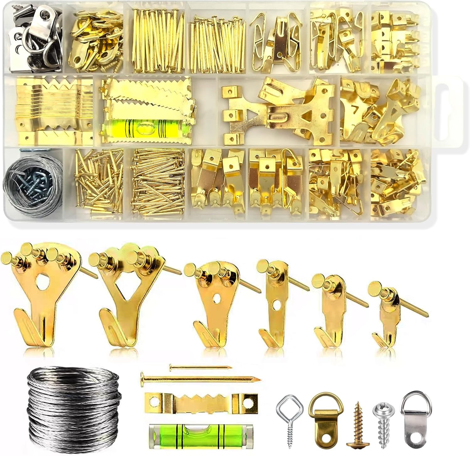 302PCS Picture Hanging Kit Heavy Duty Hooks Nails Wire Frame Hardware Set