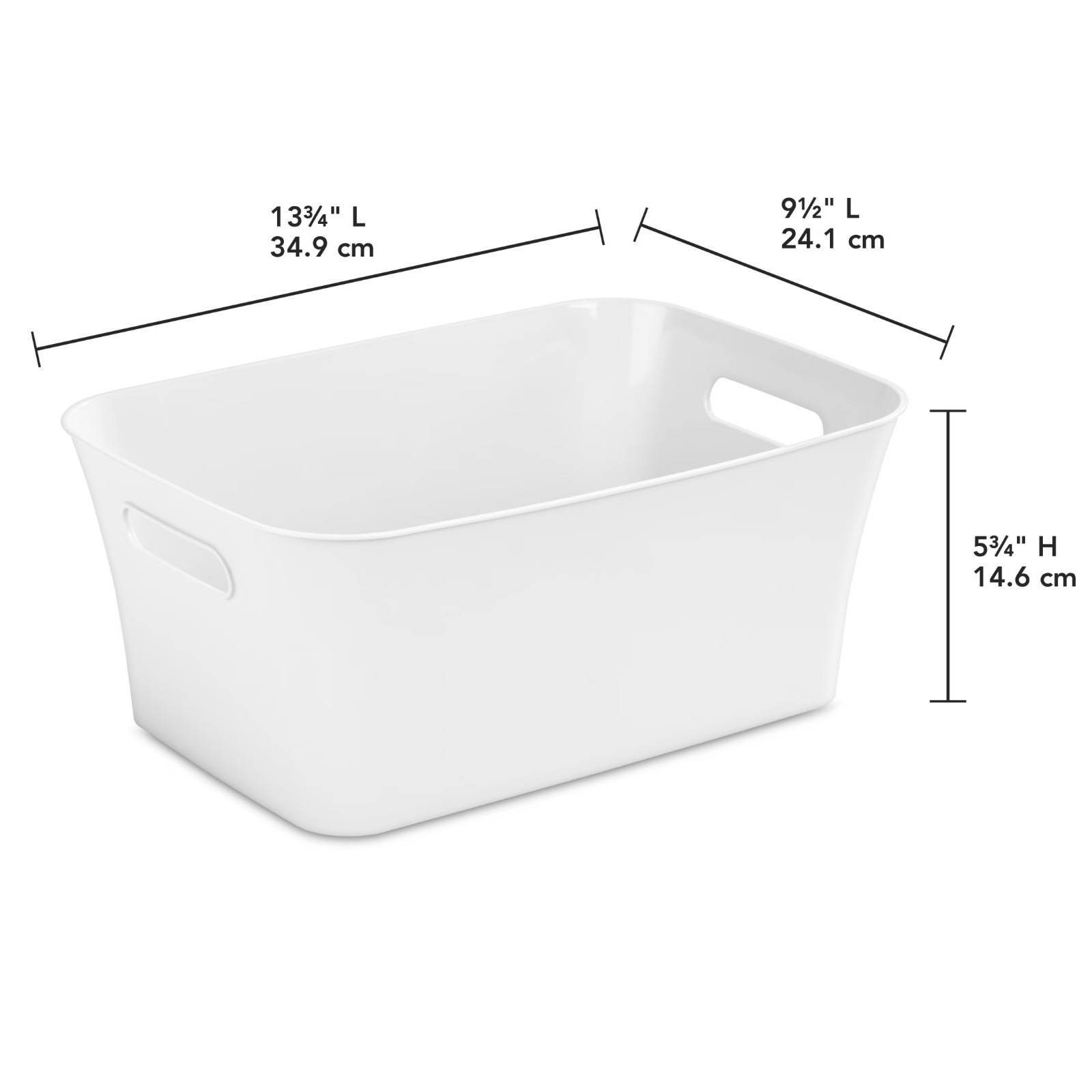 Mainstays Medium White Plastic Storage Bin, 13.8 in x 9.5 in x 5.8 in (4 Pack)
