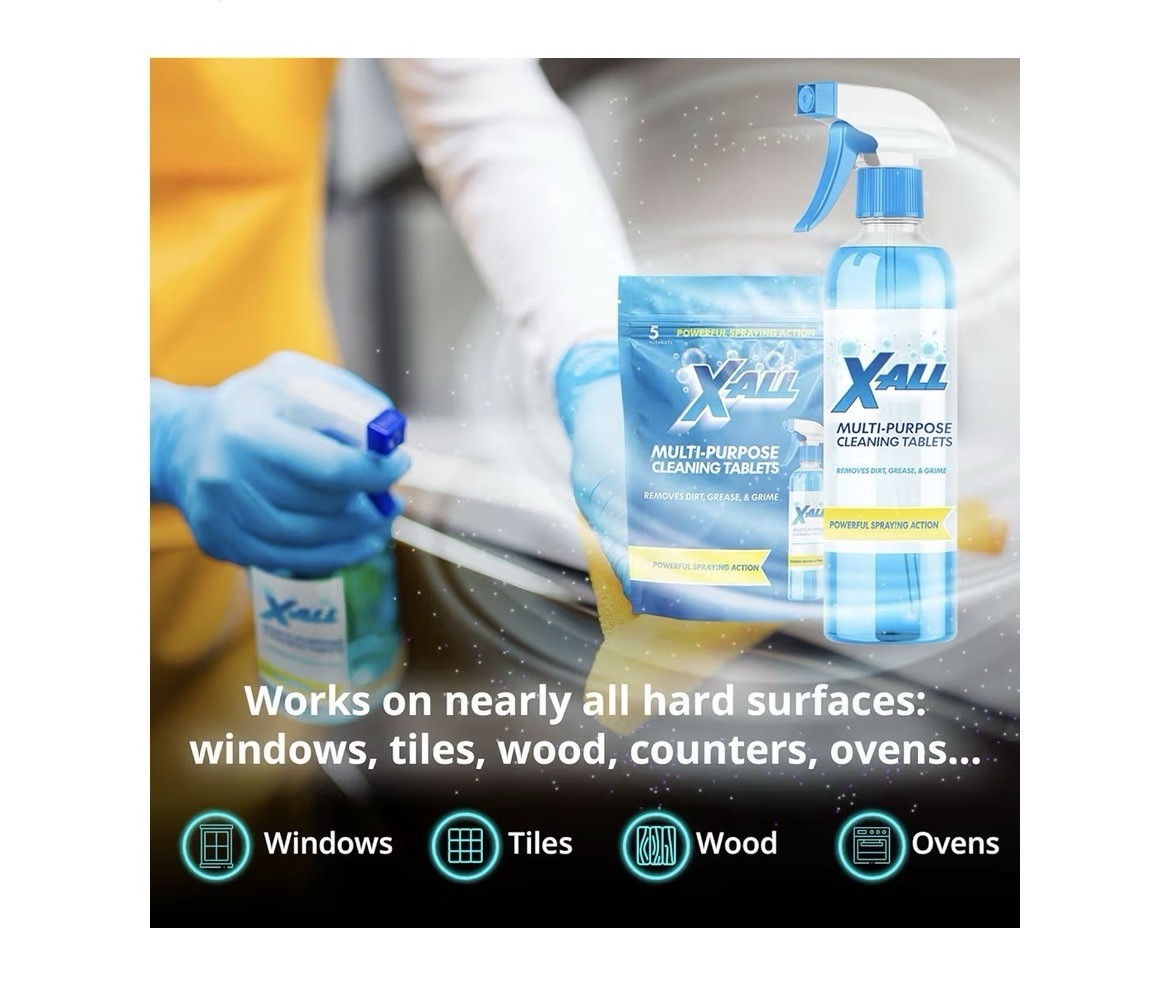 X-ALL Multi-Purpose Cleaner – Spray Bottle and 5x Cleaning Tablets