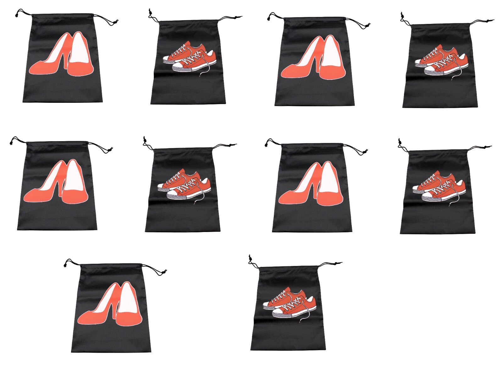 10 Pack Shoe Bags Printed Drawstring Travel Home Oxford Cloth Large 11.6 x 14.2″