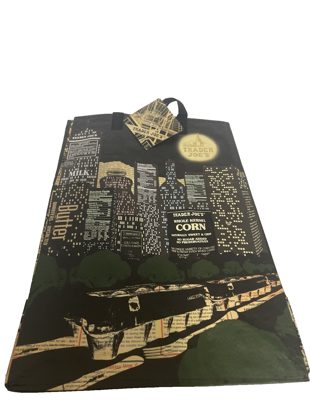 Trader Joe’s Nocturne Reusable Shopping Bag Black Night City Corn NY – New Tags
