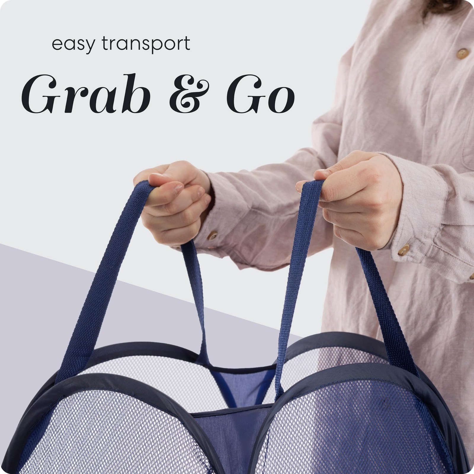 Collapsible Mesh Foldable Hamper 14″ x 14′ x 24″ Navy Blue