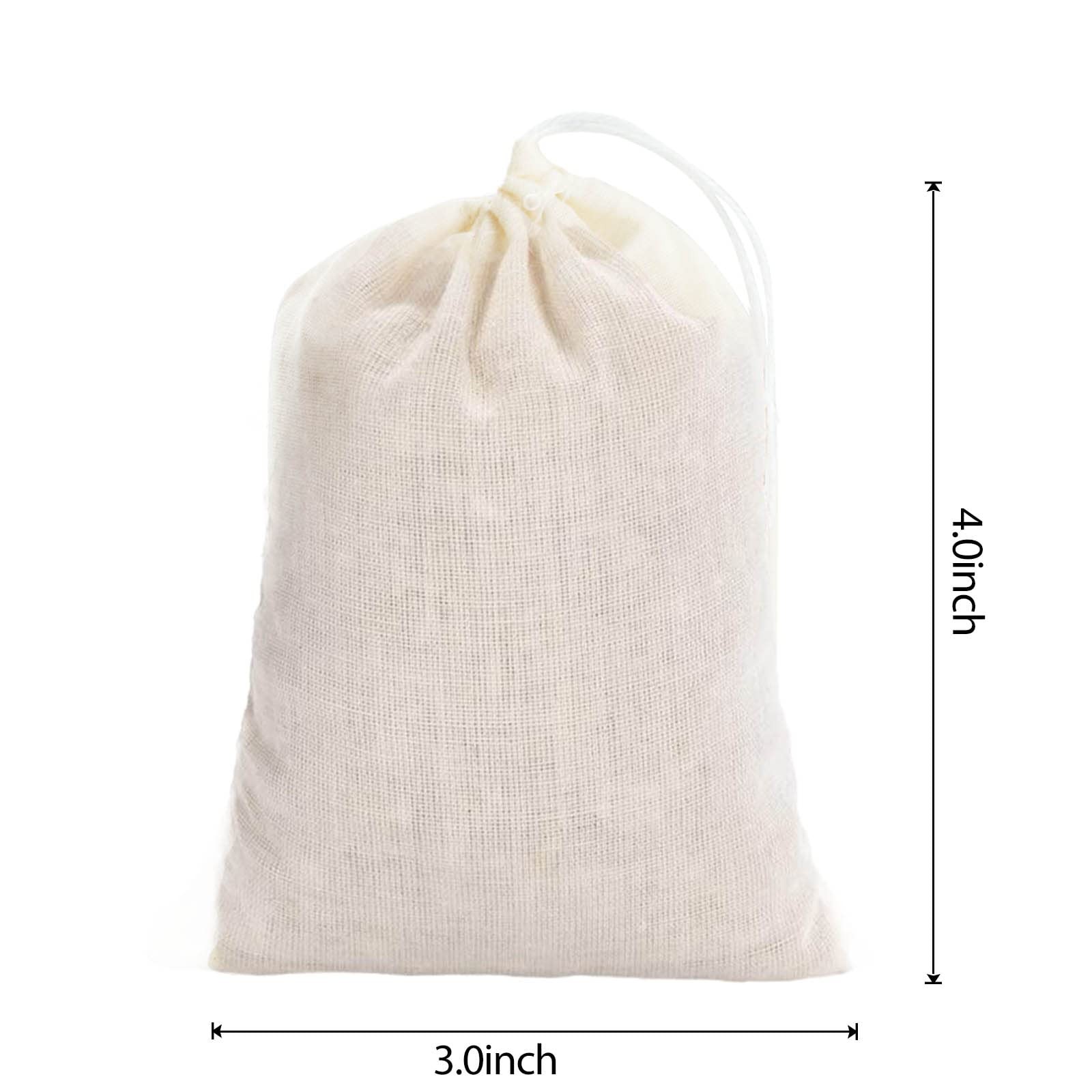 Homum 60 Pcs 3 * 4 inch Muslin Bag with 3×4 Inch Bags, White