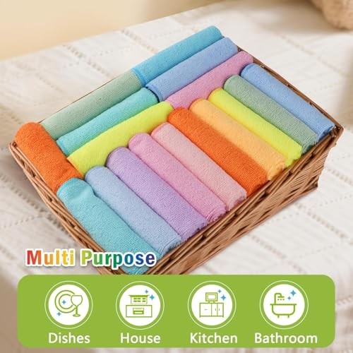 Microfiber Cleaning ClothPK, Cleaning Rags, 11.5in.x11.5in. 100 Multi-colored
