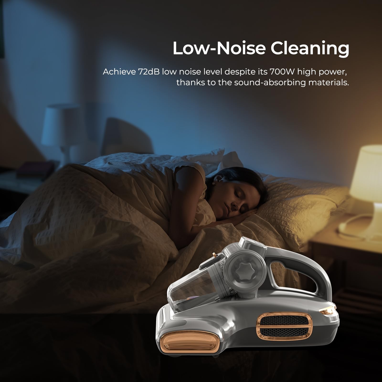 JIGOO T600 Bed Vacuum Cleaner with UV-C Light, 15Kpa Suction 700W Gray