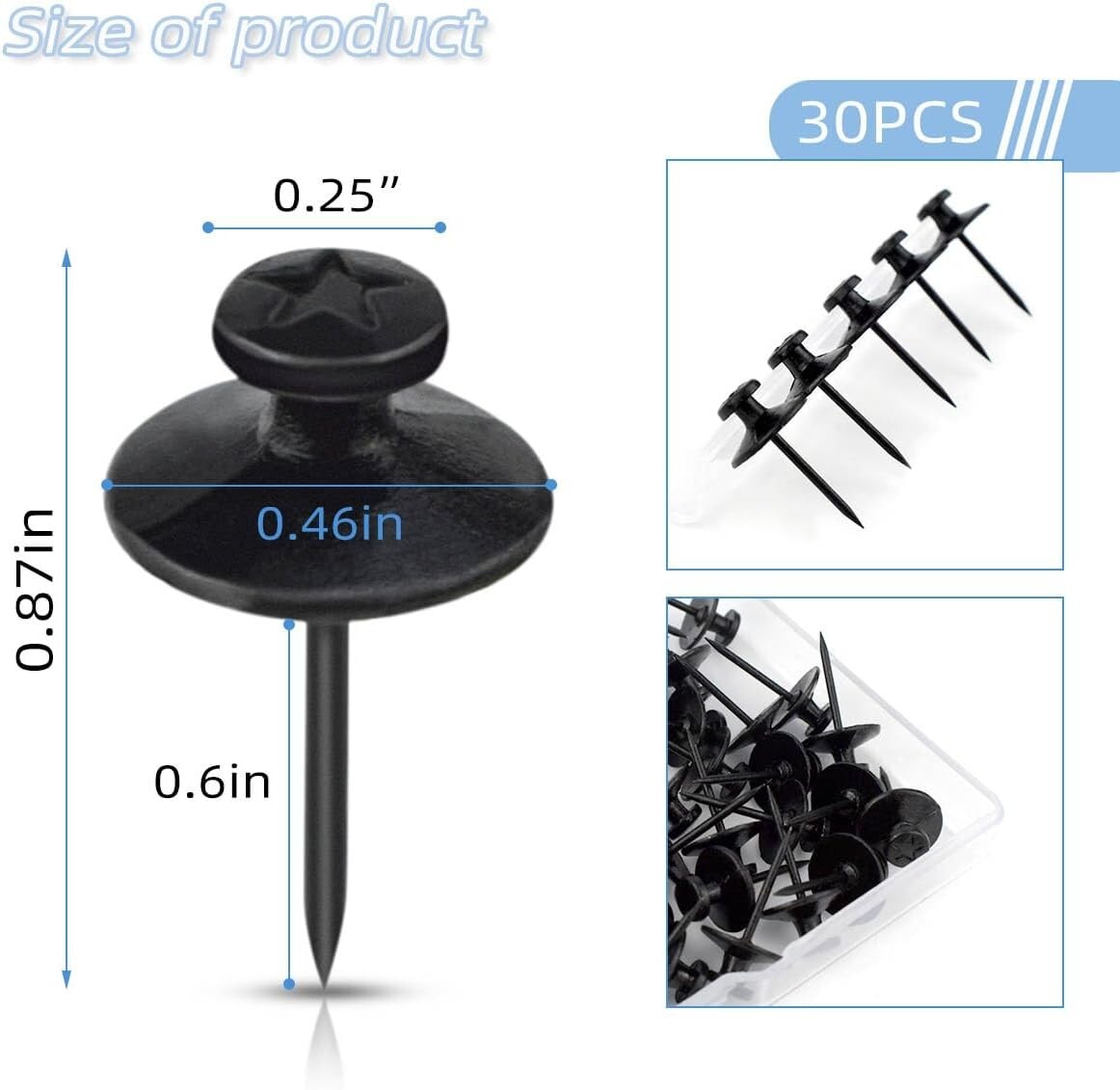 30 Pcs Double Headed Picture Hanging Nails Double Headed Thumb Tacks For Wall