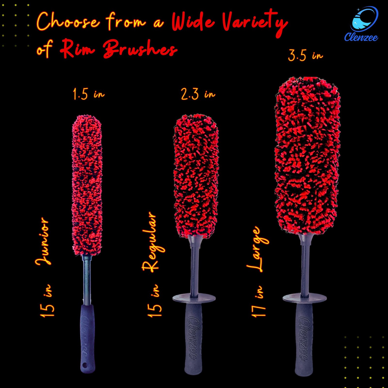 15 Inch Microfiber Wheel Brush Soft NonMetallic Rim Cleaner Car Cleaning