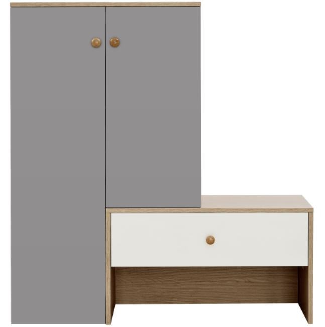 White Gray Shoe Cabinet 12 Pair Capacity Entryway Bench with Adjustable Shelves