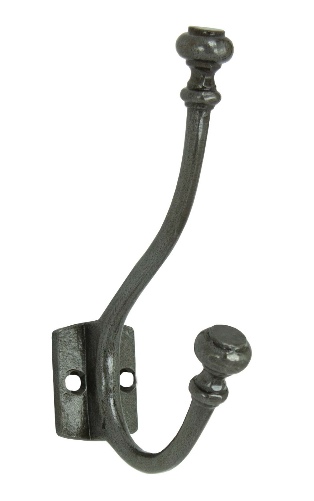 Gun Metal Double Hook Bath Towel Coat Hat Classic Style 3.5″L x 6.5″H