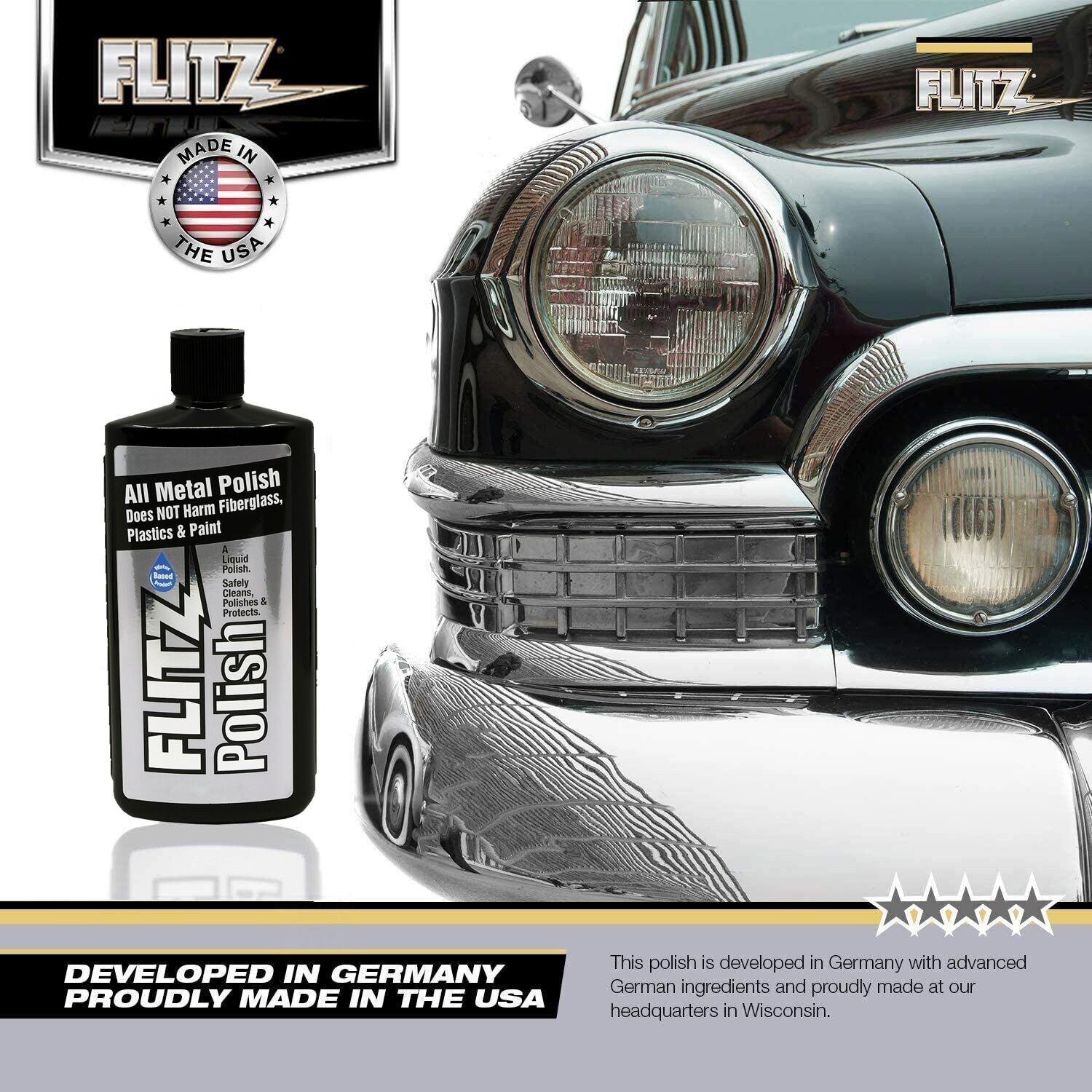 FLITZ Metal, Plastic & Fiberglass Polish 3.4oz liquid formula 2 PACK * SEE VIDEO