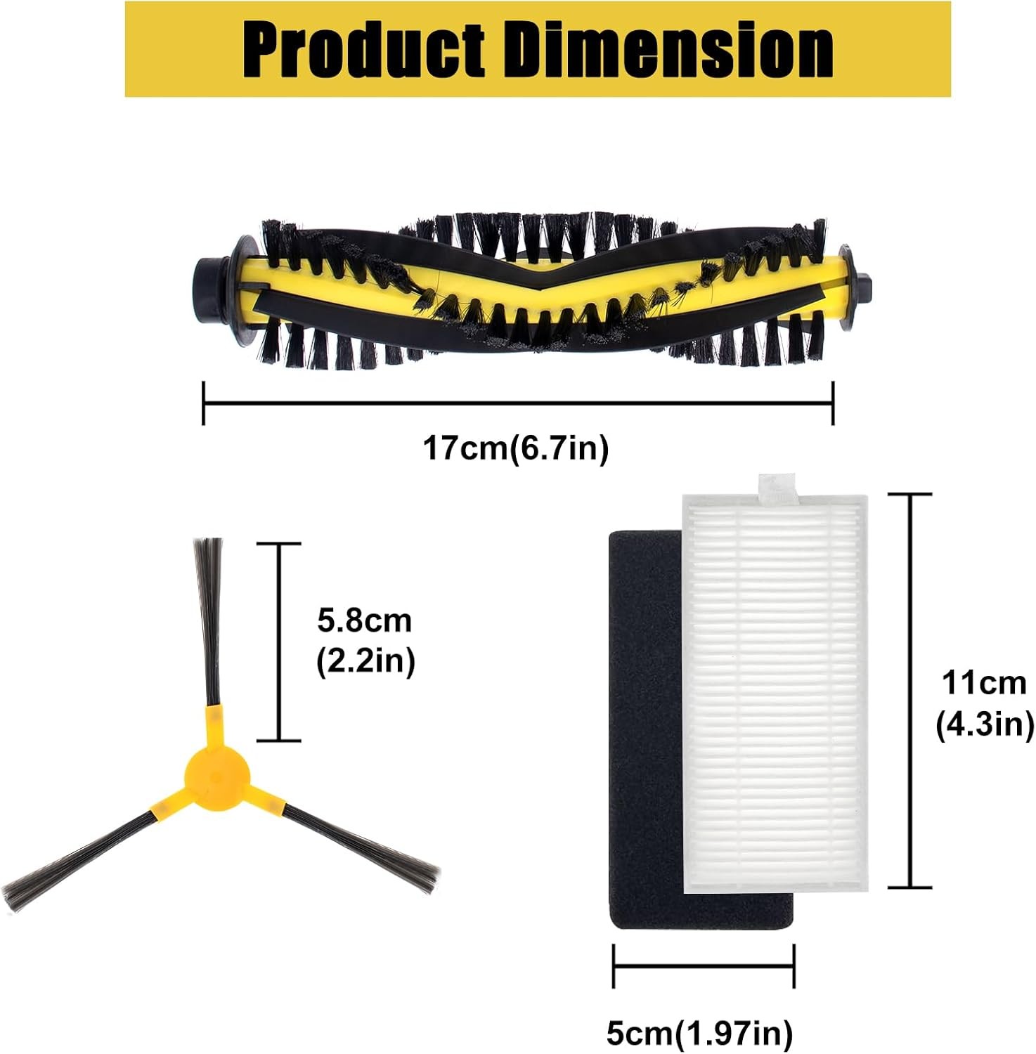 Replacement Parts For Tesvor X500 X500 Pro M1 Vacuum Cleaner include 4 Side