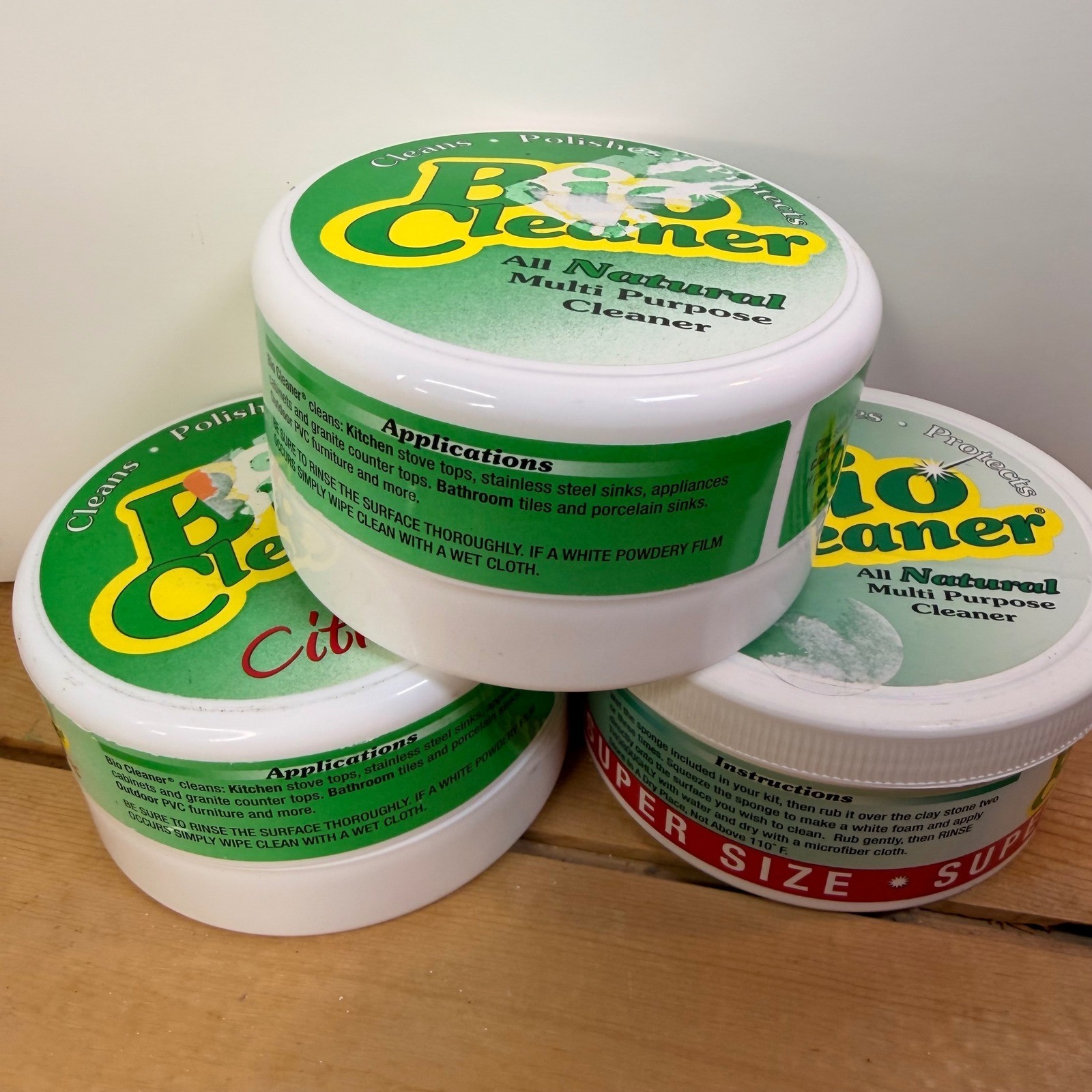 Bio Cleaner All Natural Multi Purpose Cleaner Set 3 Tubs 10.5oz 17.5oz Sponges