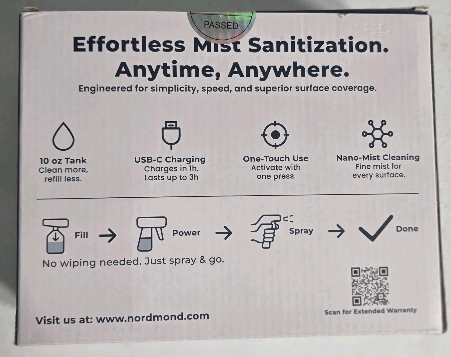 Nordmond Disinfectant Fogger Machine – Rechargeable Sanitizer Sprayer