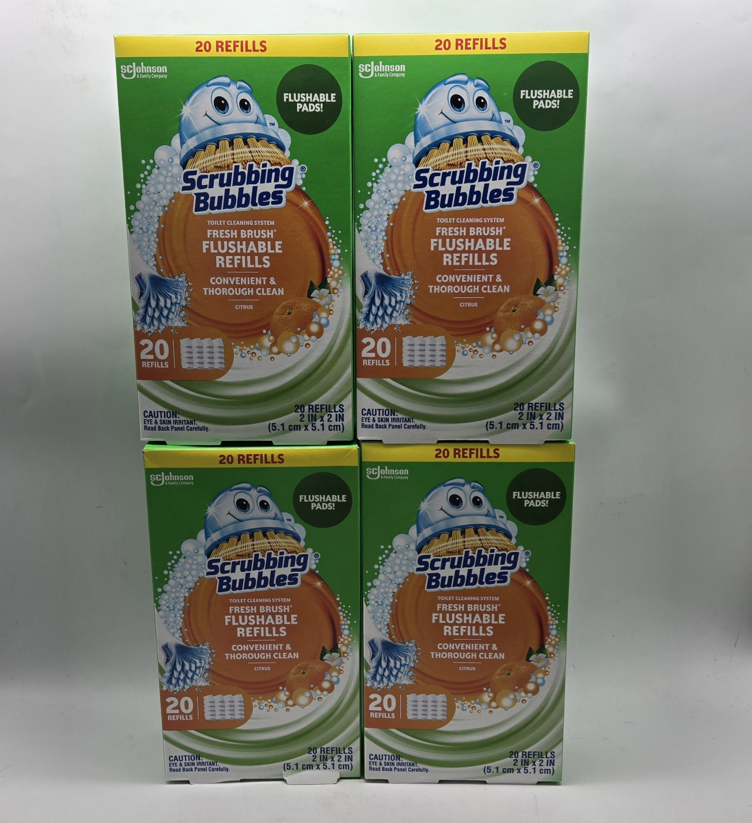 80ct Scrubbing Bubbles Fresh Brush Flushable Pads Toilet Cleaning Refill Heads