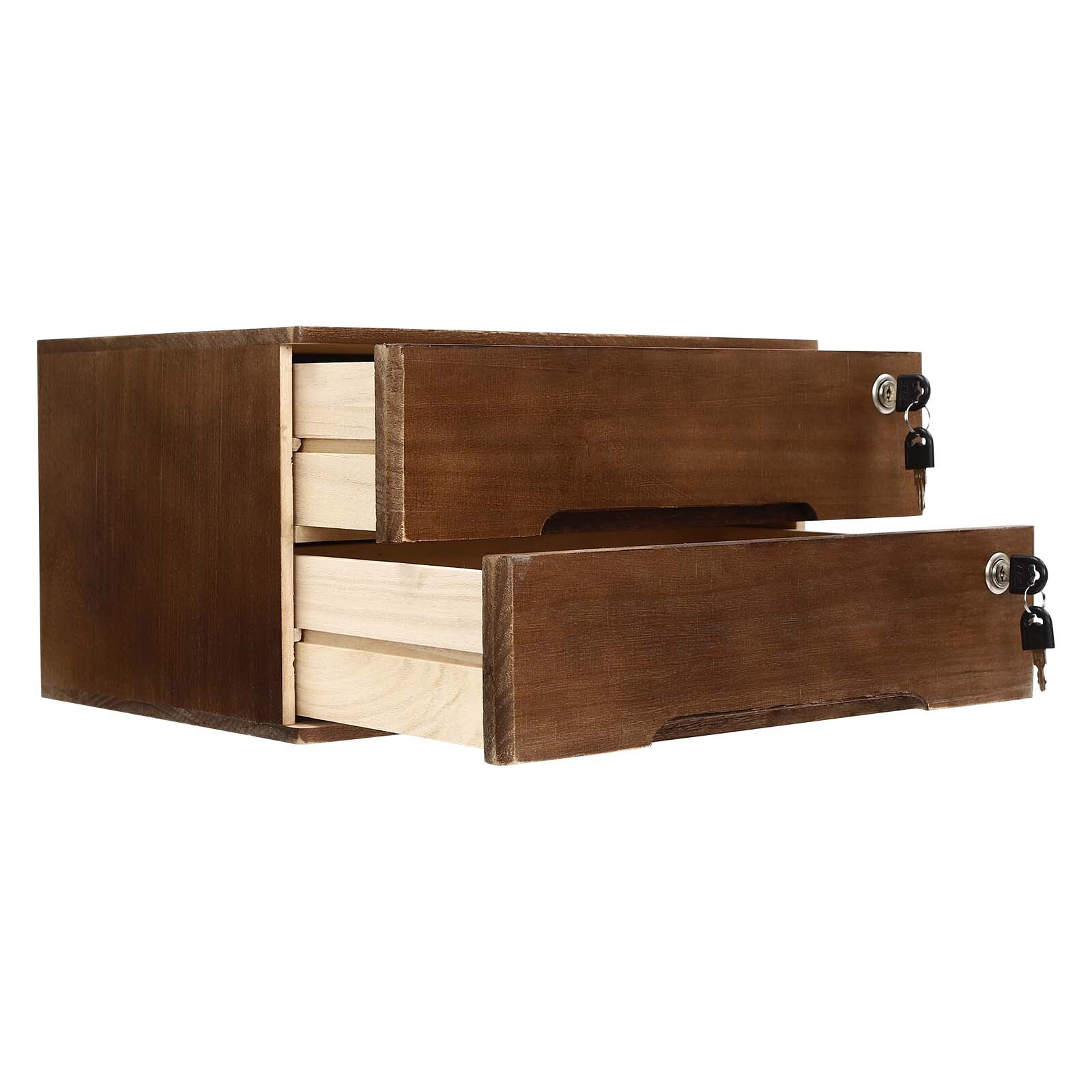 Wooden Desktop Jewelry Drawer Storage Box Table Cabinet Holder Organizer Chest