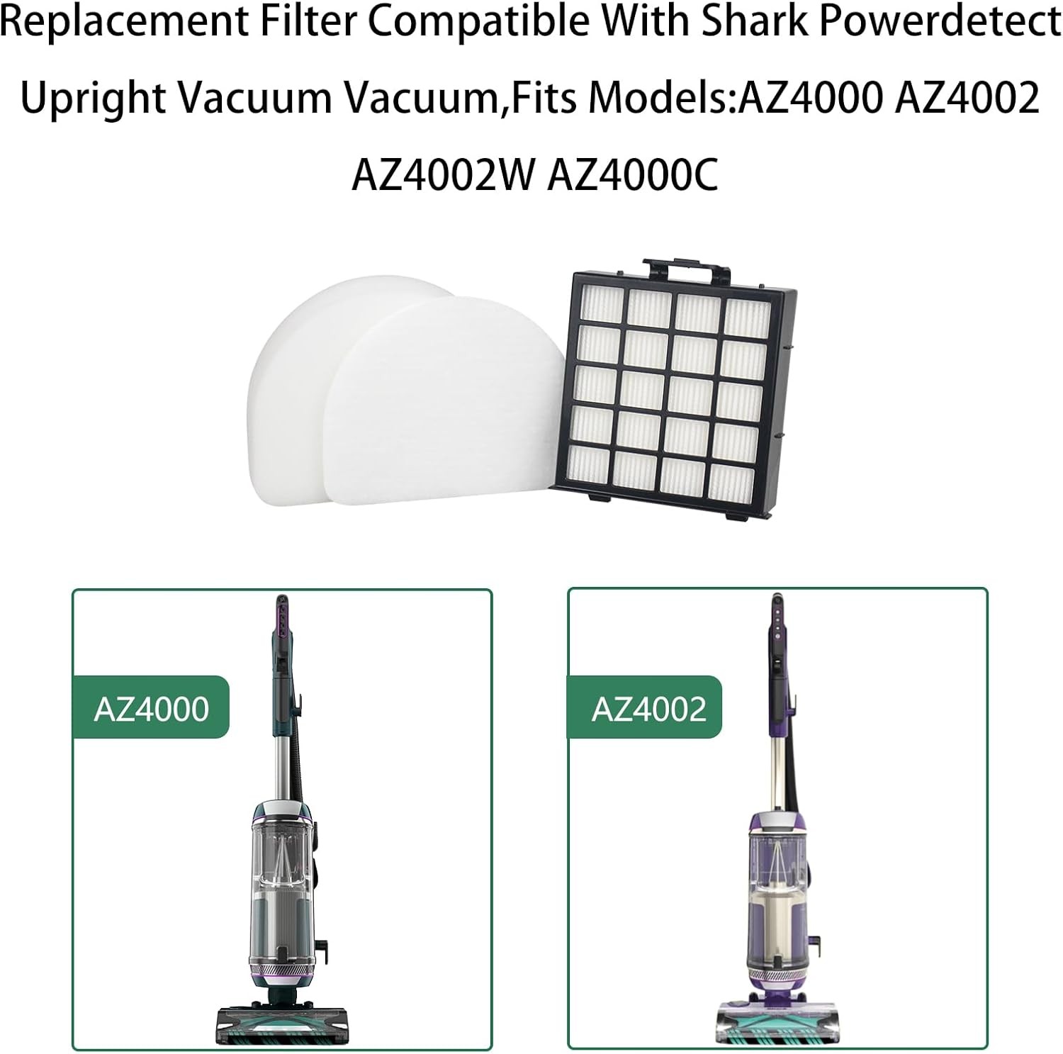 Replacement Filter for Shark AZ4000 AZ4002 AZ4002W AZ4000C Powerdetect Upright